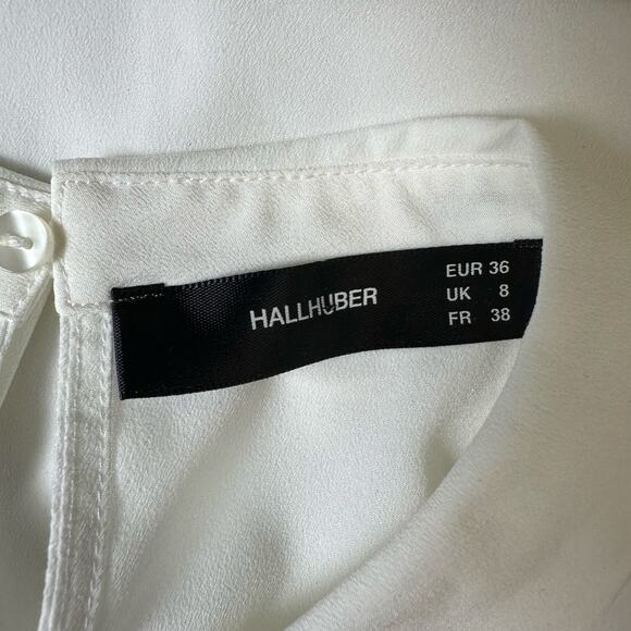 Hallhuber White Long Sleeved Peter Pan Collar Blouse Top Size‎ EUR 36 Business - Picture 2 of 7